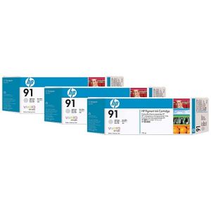 HP C9482A INK 91 Light Gray CTG 3X775 ML Original